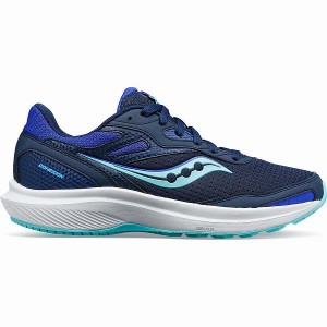 Women's Saucony Cohesion 16 Walking Shoes Navy / Turquoise | IFQSBWM-14