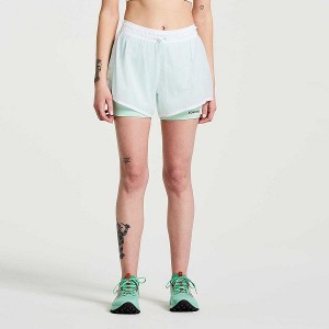 Women's Saucony Elevate 4" 2-in-1 Shorts White | AFJQUNZ-87