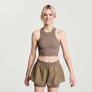 Women's Saucony Elevate Crop Tops Brown | QESPYBL-95