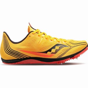 Women's Saucony Endorphin 3 Spike Spikes Shoes Gold / Red | XTQWGZN-34