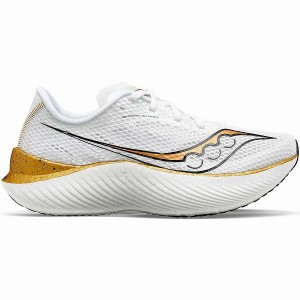 Women's Saucony Endorphin Pro 3 Running Shoes White / Gold | ASFMQWY-75