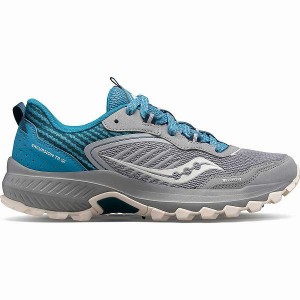 Women's Saucony Excursion TR15 Trail Running Shoes Grey / Blue | MOGYHWP-35