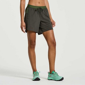 Women's Saucony Explorer Utility 6" Shorts Dark Green | HBJOZGL-20