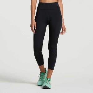 Women's Saucony Explorer Utility Crop Tight Black | XKVUOBJ-07