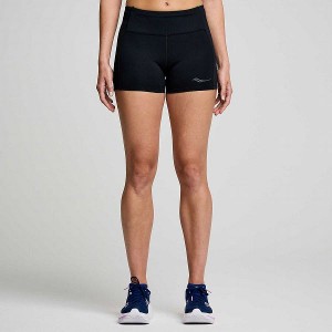 Women's Saucony Fortify 3" Hot Shorts Black | WEXQDOY-82