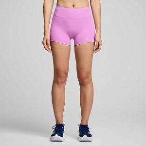 Women's Saucony Fortify 3" Hot Shorts Purple | HNRLTVP-74