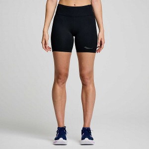 Women's Saucony Fortify 6" Shorts Black | GMFNXKV-72