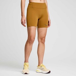 Women's Saucony Fortify 6" Shorts Brown | LTVACOX-57