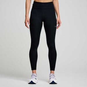 Women's Saucony Fortify 7/8 Tight Black | EIKZHWN-49