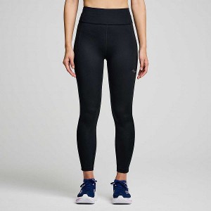 Women's Saucony Fortify Crop Tight Black | CZJGIKF-12