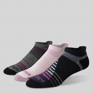 Women's Saucony Inferno Merino Wool Blend No Show 3-Pack Socks Pink | LXBFYNC-13