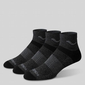 Women's Saucony Inferno Merino Wool Blend Quarter 3-Pack Socks Grey | VIWJCSU-67