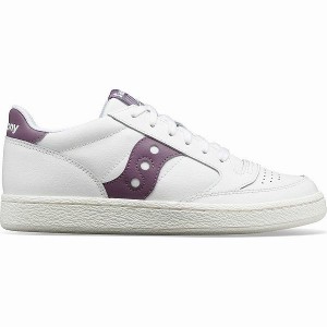 Women's Saucony Jazz Court PU Sneakers White / Purple | YUANDST-12