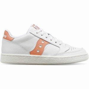 Women's Saucony Jazz Court PU Sneakers White / Pink | TXYKSQG-92