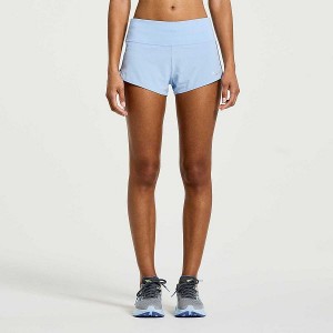 Women's Saucony Outpace 2.5" Split Shorts Blue | NMQALKW-56