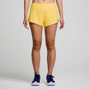 Women's Saucony Outpace 2.5" Split Shorts Gold | EYPASRB-13