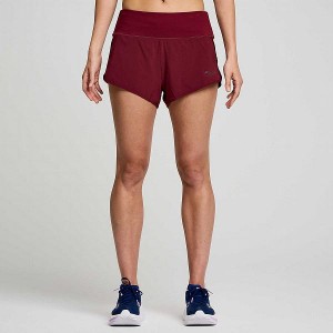 Women's Saucony Outpace 2.5" Split Shorts Red | QFIROMK-83