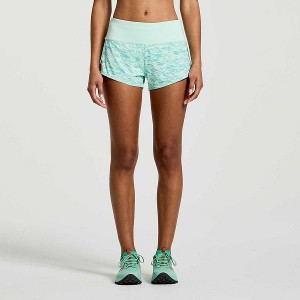 Women's Saucony Outpace 2.5" Split Shorts Turquoise | ODMNTJY-61