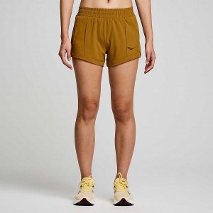 Women's Saucony Outpace 3" Shorts Brown | HBLYKEJ-91