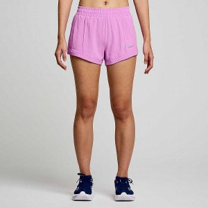 Women's Saucony Outpace 3" Shorts Purple | ANEQLYI-76