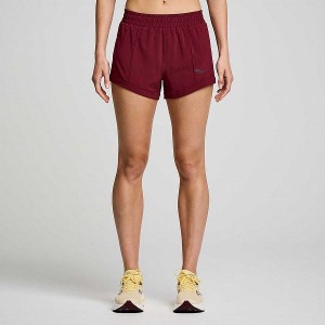 Women's Saucony Outpace 3" Shorts Red | UZBCEWF-24