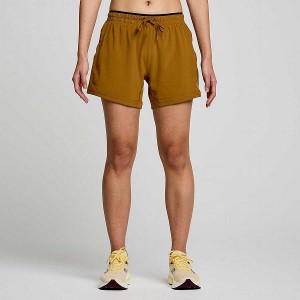 Women's Saucony Outpace 5" Shorts Brown | TNJWBMG-92