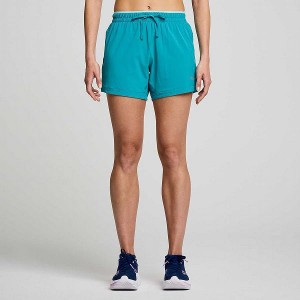 Women's Saucony Outpace 5" Shorts Turquoise | OHPGTLC-86