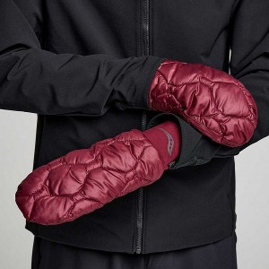 Women's Saucony Oysterpuff Mitt Gloves Red | NKMUWVC-83