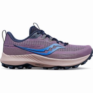 Women's Saucony Peregrine 13 Trail Running Shoes Purple / Navy | ZTDGIHU-19