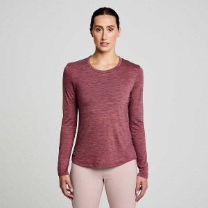 Women's Saucony Peregrine Merino Long Sleeve T Shirts Red | RFYUBWD-14