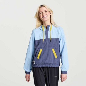 Women's Saucony Rested Anorak Tops Blue | DYAXOUC-49