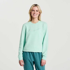 Women's Saucony Rested Crewneck Sweatshirt Turquoise | DPAYHGK-89