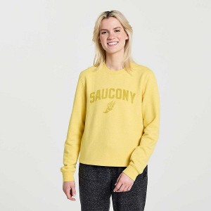 Women's Saucony Rested Crewneck Sweatshirt Yellow | CDLNBIV-27