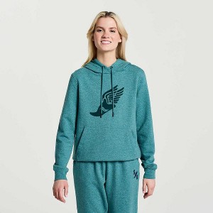 Women's Saucony Rested Hoodie Turquoise | RBXLSGP-35