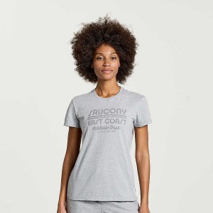 Women's Saucony Rested T Shirts Light Grey | MPKOADT-27