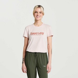 Women's Saucony Rested T Shirts Rose | MYSVXOI-57