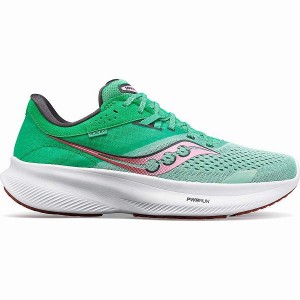 Women's Saucony Ride 16 Running Shoes Green / Pink | WZBYGAX-65