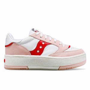 Women's Saucony St. Valentine Jazz Court Platform Sneakers White / Pink | SOKVNDP-75