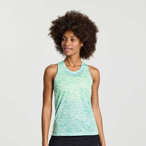 Women's Saucony Stopwatch Graphic Singlet Tank Top Turquoise | QUIPZRO-97