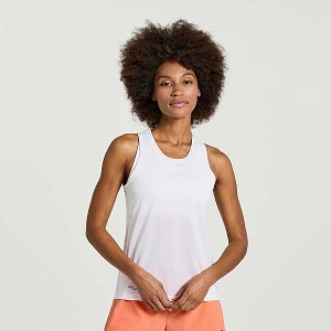 Women's Saucony Stopwatch Graphic Singlet Tank Top White | XMPEOFD-83