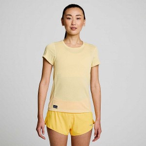 Women's Saucony Stopwatch Short Sleeve T Shirts Glow | SEWLGOU-57