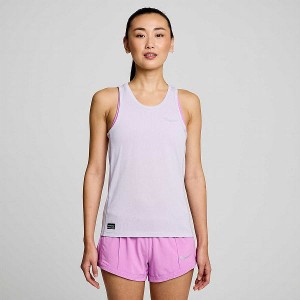 Women's Saucony Stopwatch Singlet Tank Top Purple | KESMXVQ-34