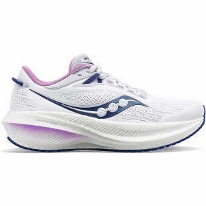 Women's Saucony Triumph 21 Running Shoes White / Indigo | XAJTZFP-70