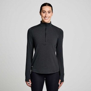 Women's Saucony Triumph 3D 1/2 Zip Tops Black | CZTRBYX-84