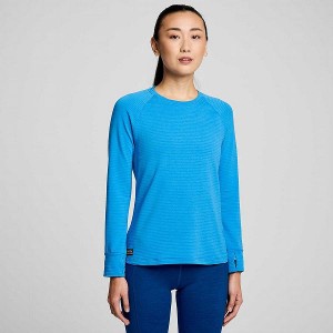 Women's Saucony Triumph 3D Crew T Shirts Blue | IJDFACW-84