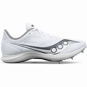 Women's Saucony Velocity MP Spikes Shoes White / Silver | HVUBKCJ-81