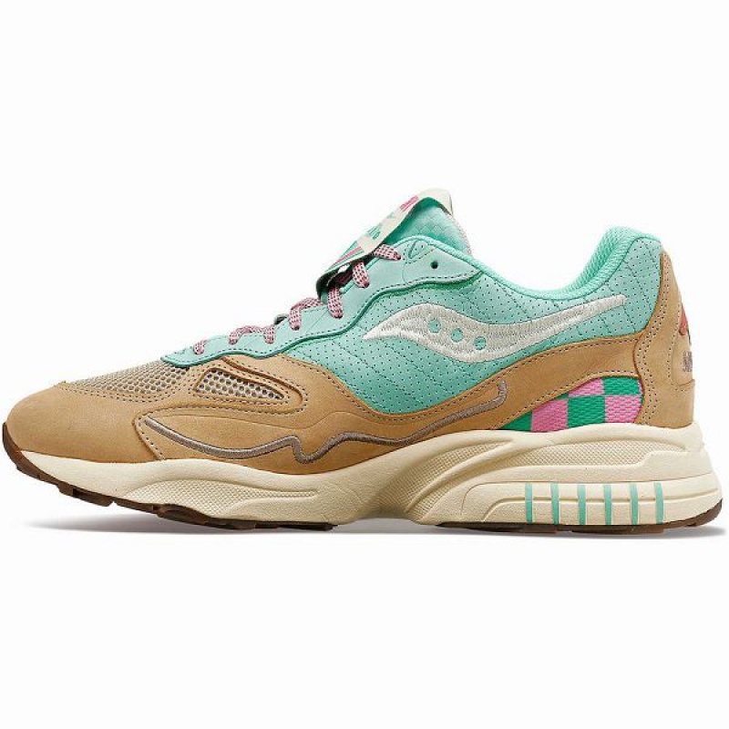 Men's Saucony 3D Grid Hurricane Earth Citizen Sneakers Turquoise / Grey | BQIKSTE-37