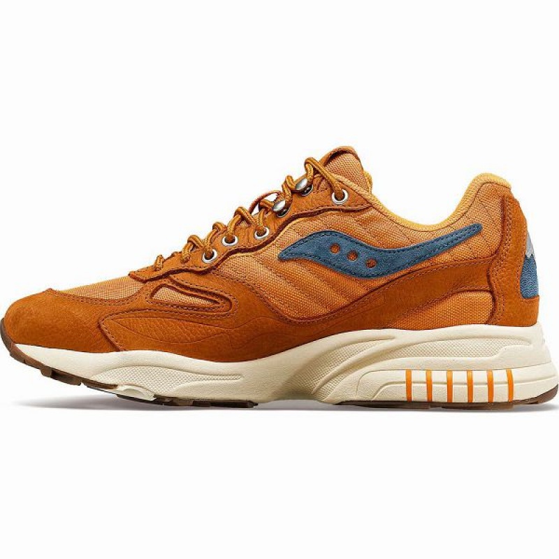 Men's Saucony 3D Grid Hurricane Endless Knot Sneakers Brown / Red | MIUALTE-81