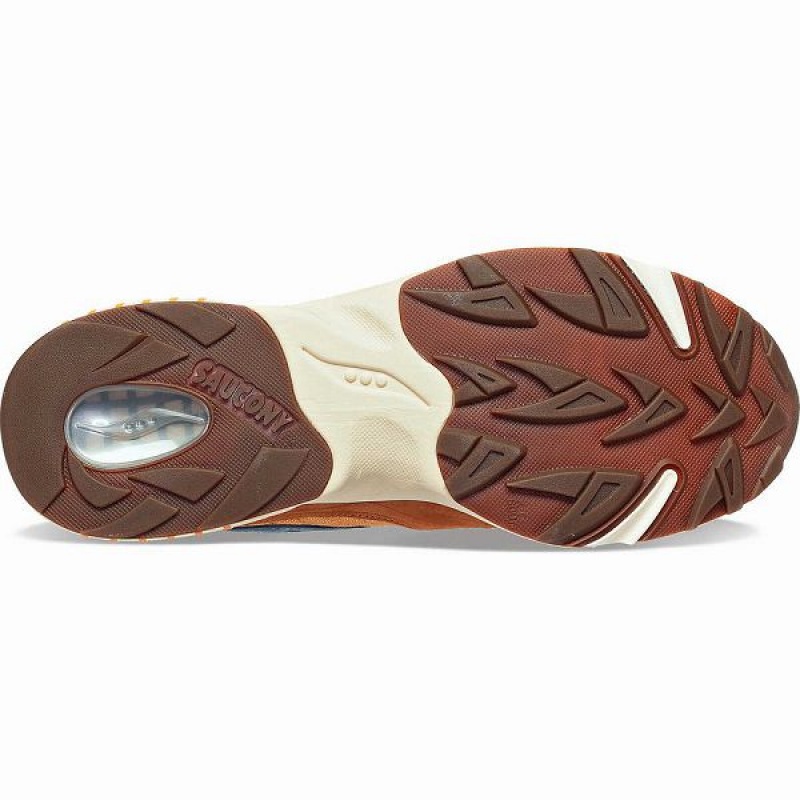 Men's Saucony 3D Grid Hurricane Endless Knot Sneakers Brown / Red | MIUALTE-81