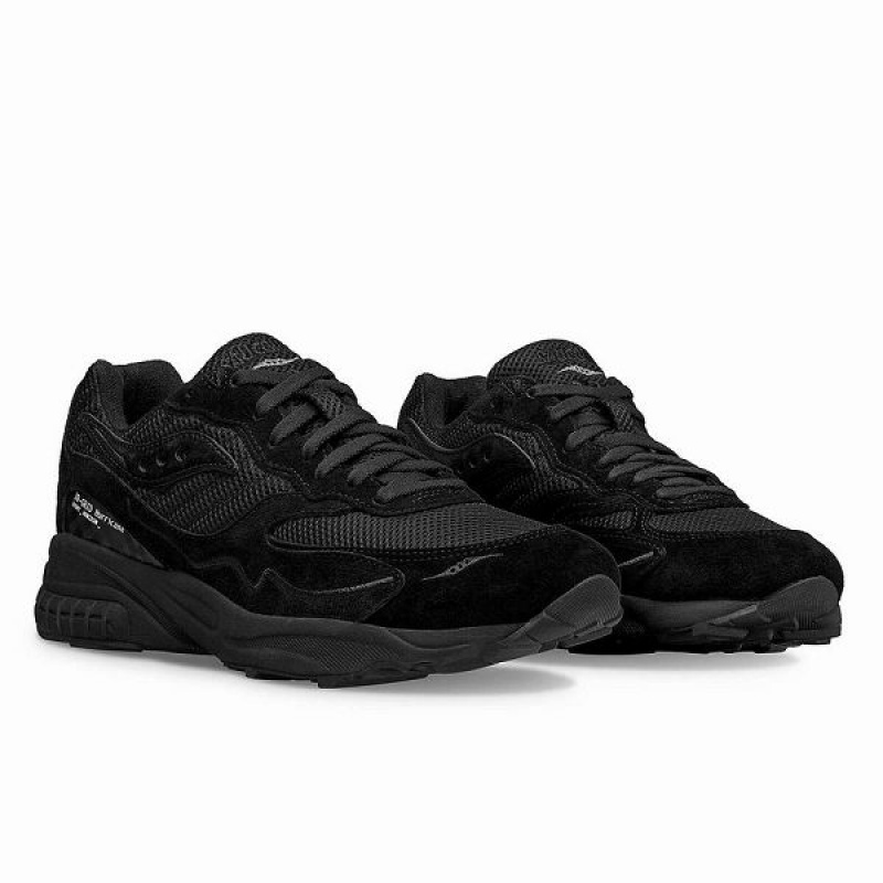 Men's Saucony 3D Grid Hurricane Event Horizon Sneakers Black | GXRLAFW-51